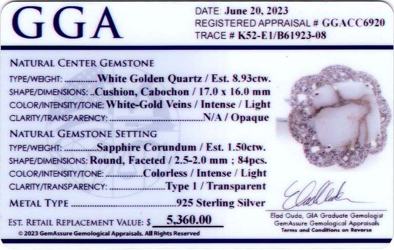 Adorable Sterling Silver Golden Quarts and Sapphire Gemstone Ring