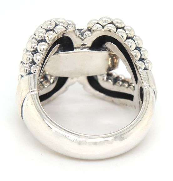 925 Sterling silver Lagos Caviar Derby beaded buckle band