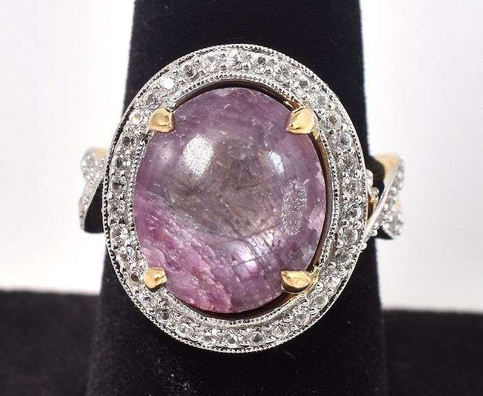 Dreamy massive 15.25CTS Oval Cabochon-Cut Star Ruby & 1.73CTW Brilliant-Cut White Sapphire Gemstone