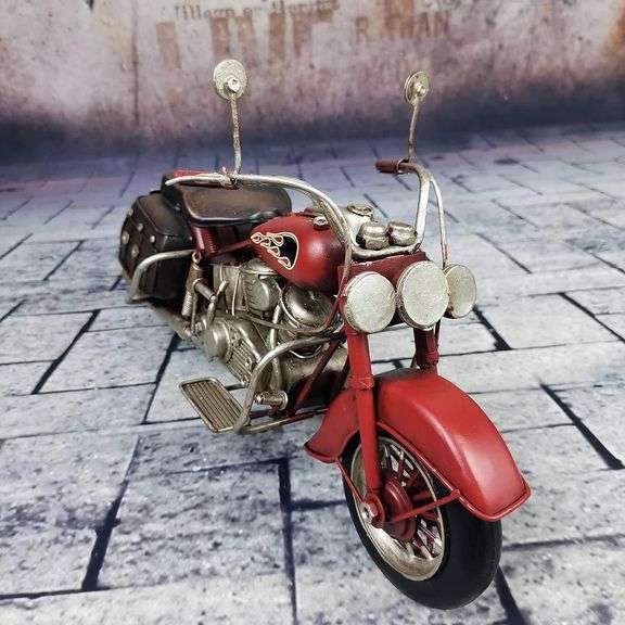Iron Motorcycle Model Hand-Painted Metal Art