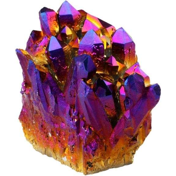 Natural Titanium Coated Purple Crystal Quartz Cluster Geode