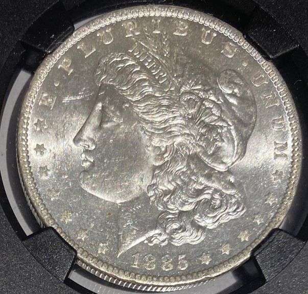 1885 0 Brilliant Uncirculated Morgan $1 NGC With Original Bag Fragment