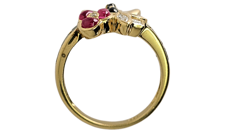 18K (750) Gold - Natural: Diamond, Color Stone - Ruby, Emerald & Sapphire - Ring