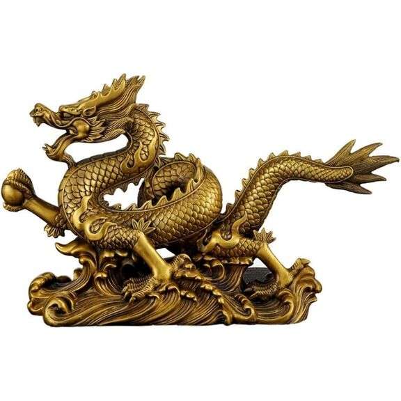 Brass Dragon Statue for Wealth and Success