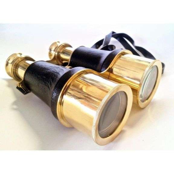 Antique Style Brass Leather Binoculars 6