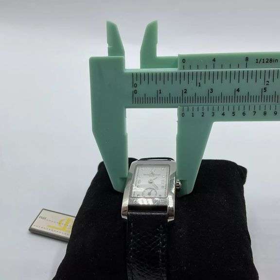 Baume & Mercier Hampton Womens Wrist Watch Black Leather Band Stainless Steel