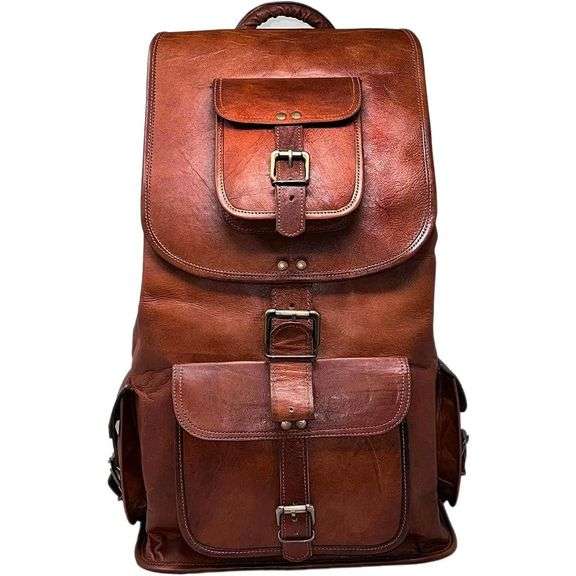 21" Brown Leather Backpack