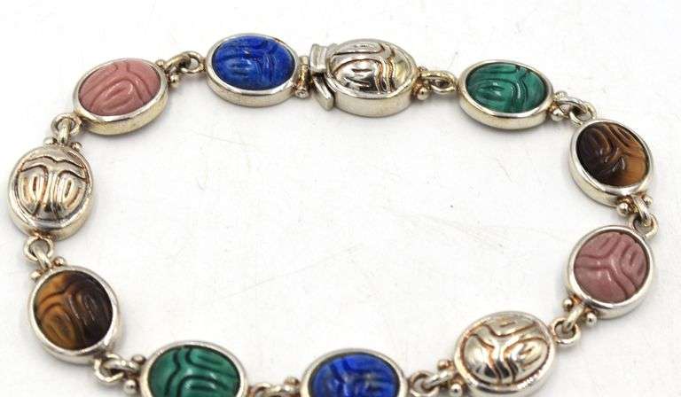 Vintage 925 sterling silver colorful gemstone bracelet