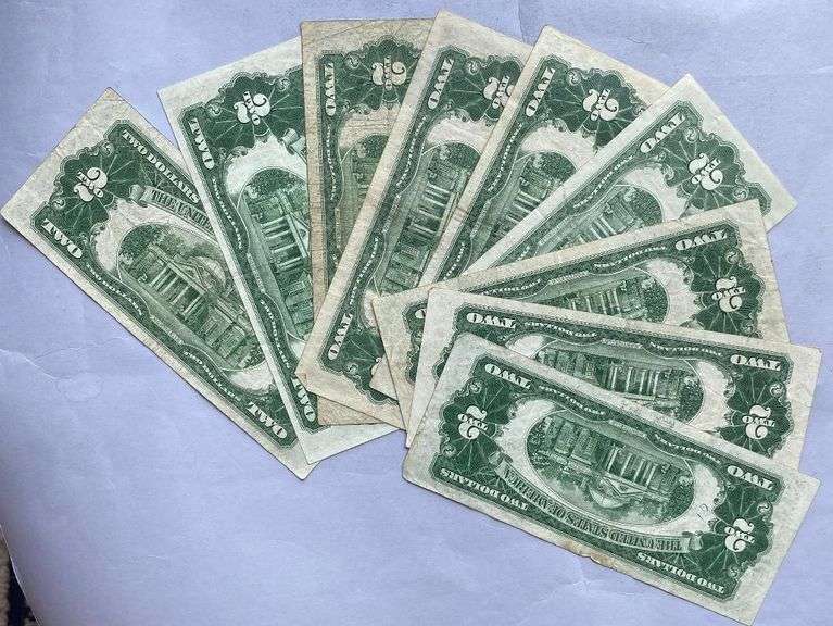 9 Red Seal $2 US Notes