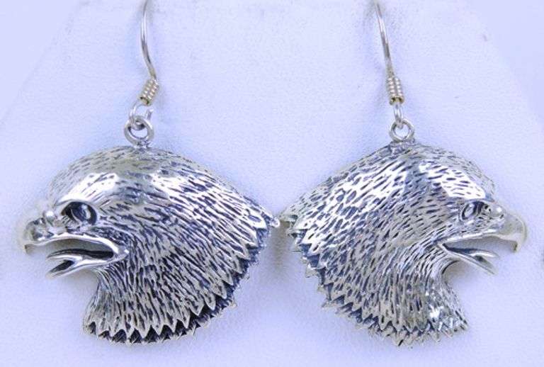 Vintage Sterling Silver Eagle Head Earrings