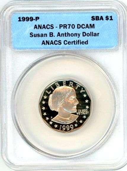 1999-P Susan B Anthony Proof Silver Dollar in PR70 DCAM