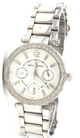 Michael Kors Mini Parker silver dial multi function watch