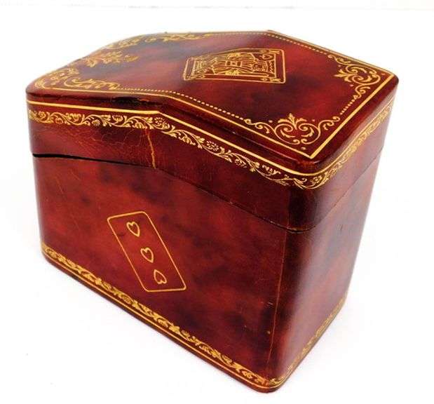 Vintage Italian Florentine Leather Playing Cards Box