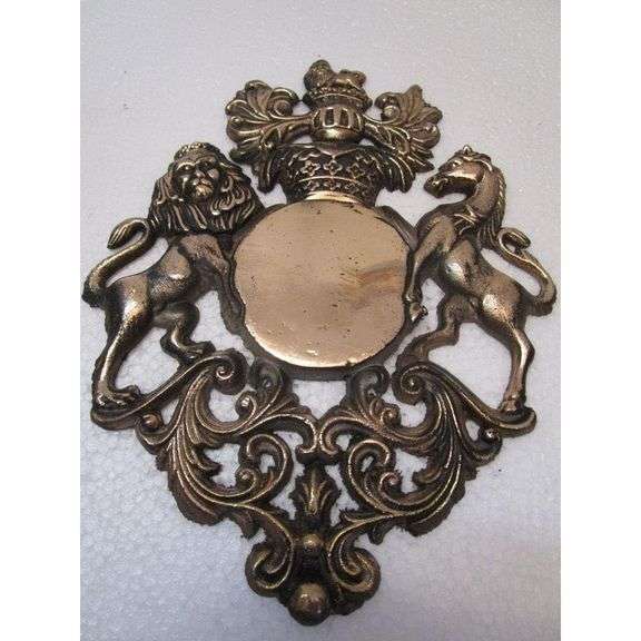 Antique Brass British Royal Wall Plaque