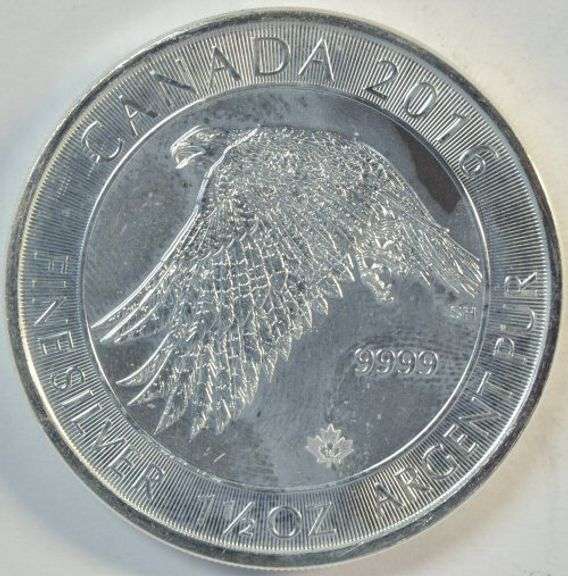 Superb Canada 2016 White Falcon Gem BU 1.5 oz pure Silver Coin