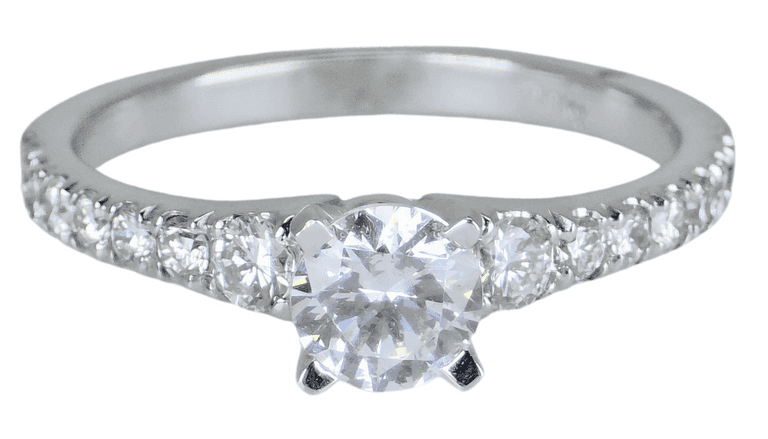 18K White Gold - Natural Diamond Solitaire ring; Engagement/Anniversary/Wedding