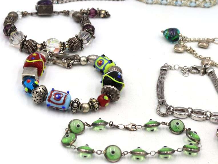 Group lot of 8 Vintage 925 sterling silver bracelets