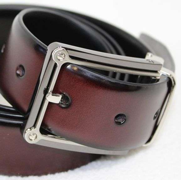 Reversable Buckle Leather Belt, Made In Italy