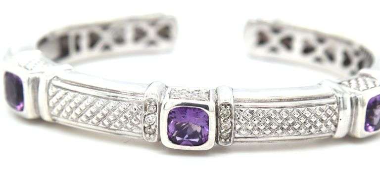 Judith Ripka purple station cuff bracelet