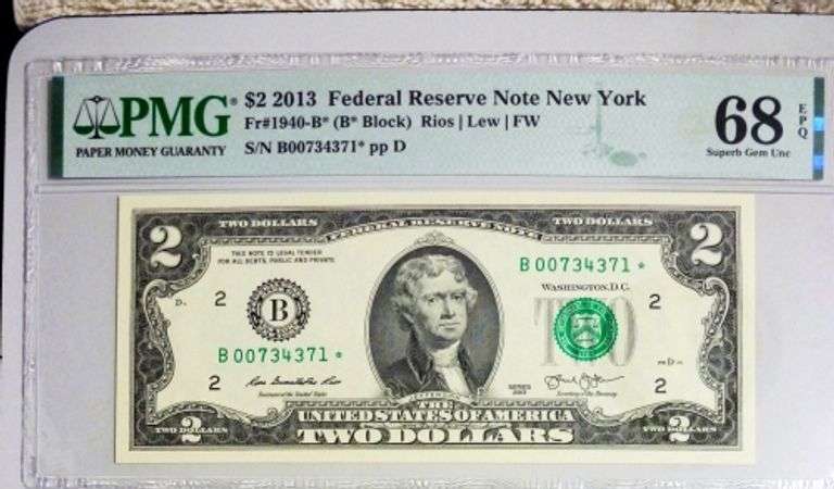 Superb Crisp 2013 $2 Dollar Star Replacement Note N.Y. PMG 68 EPQ!
