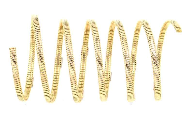 2.00ctw Diamond Station Wrap Around Spiral Flex Bracelet in 18K