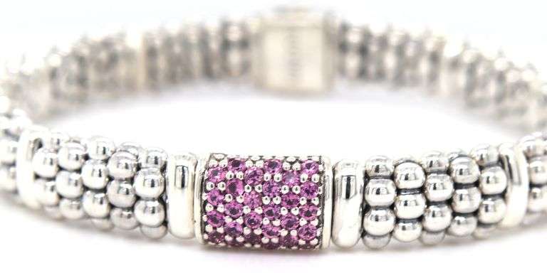 Lagos Muse sterling silver bracelet with Pink sapphire