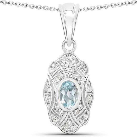 Genuine Blue and White Topaz in .925 Sterling Silver Pendant