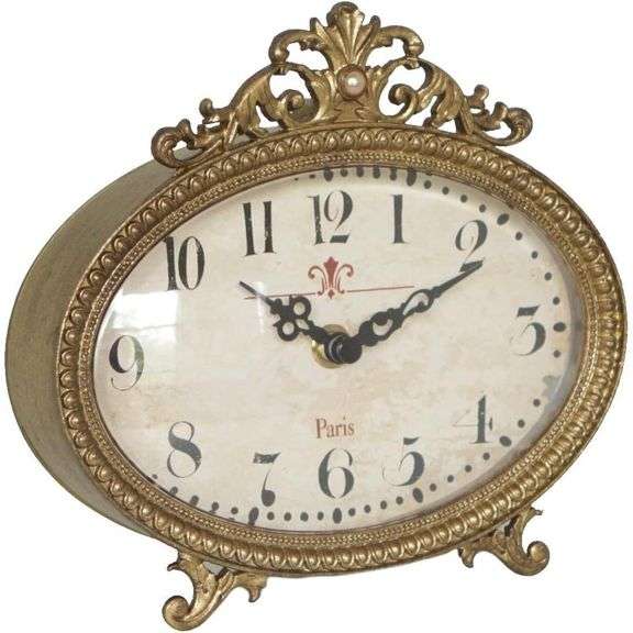 Vintage French Turquoise Rococo Style Desk Clock