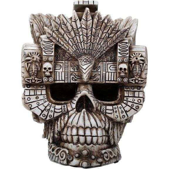 Montezuma Aztec Ruler Skull Collectible Figurine