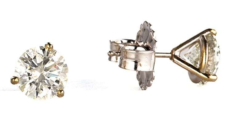 3.30ctw Round Diamond Solitaire Stud Earrings in 14K