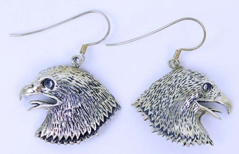 Vintage Sterling Silver Eagle Head Earrings