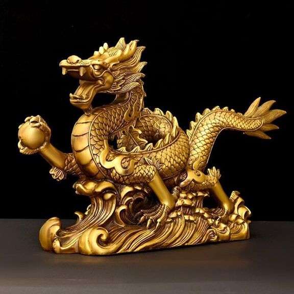Brass Dragon Statue for Wealth and Success