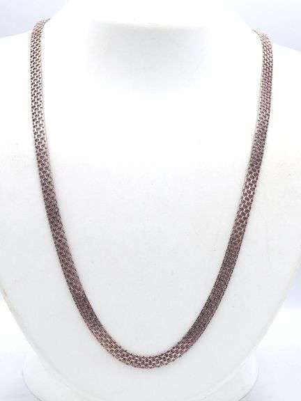 Italian vintage 925 sterling silver Mesh necklace