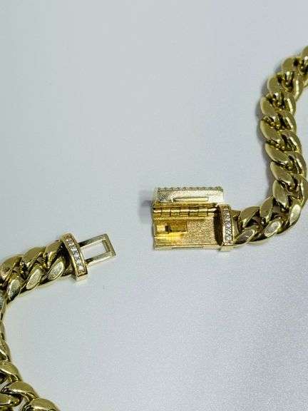14K Yellow Gold Miami Monaco Swaroski Chain