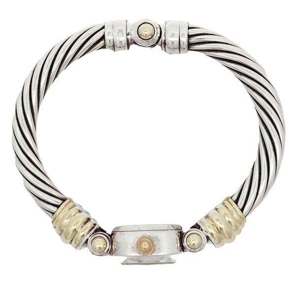 David Yurman Cable Watch, MOP Dial, Quartz, Sterling Silver, 14K Yellow Gold