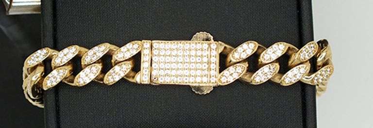 Beautiful 14k Hollow Gold and Cubic Zirconia Religious Bracelet