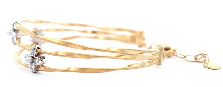 Marco Bicego 0.09ctw Diamond Marrakech Onde Triple Strand Bracelet in 18K