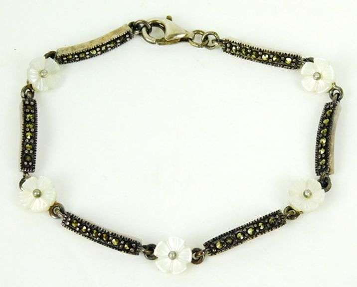 Sterling Marcasite Flower Bracelet