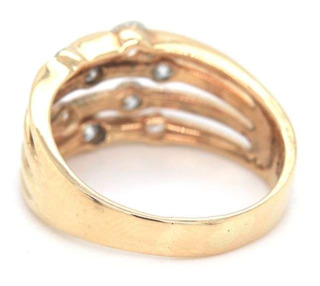 14kt Yellow gold multi row diamond band