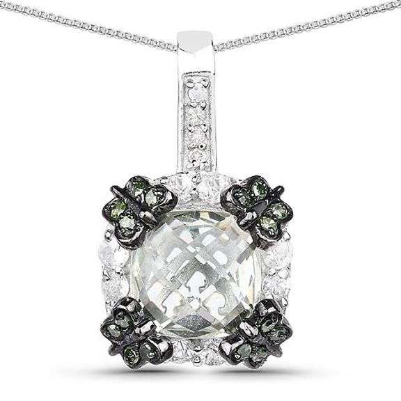 Genuine Multi-Stone .925 Sterling Silver Pendant