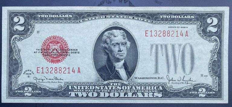 $2 1928 G Series Ch Unc US Note