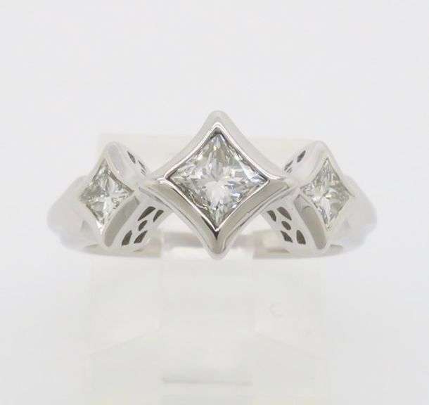 Three Stone Princess Cut Diamond Ring