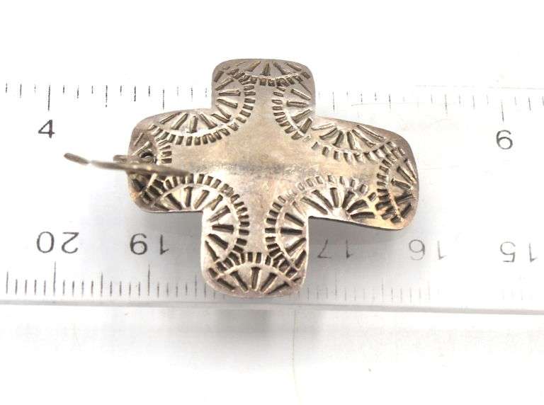 Set of Vintage 925 sterling silver cross pendant and dangle earrings