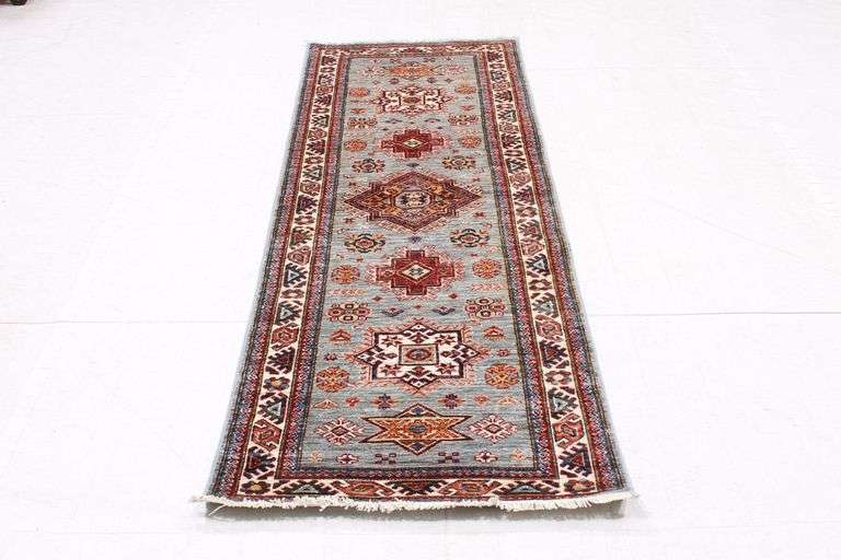 Handmade Kazak Design Runner 2.5x6.7