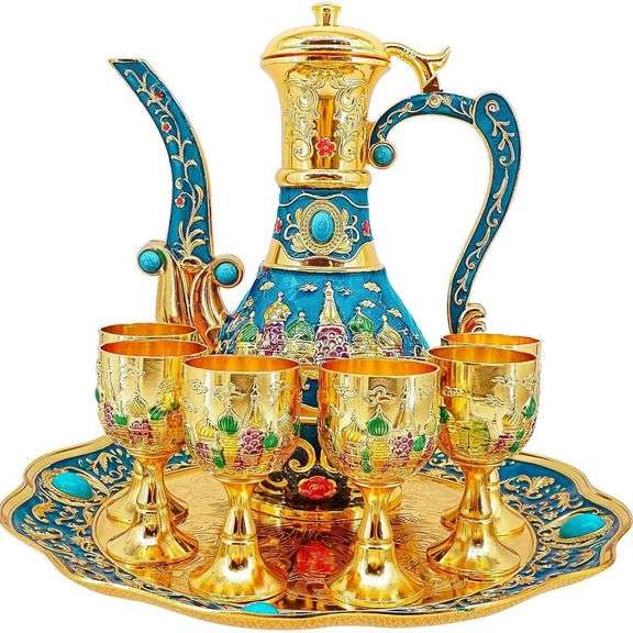 Vintage Turkish Coffee Pot and Tea Set with Tray