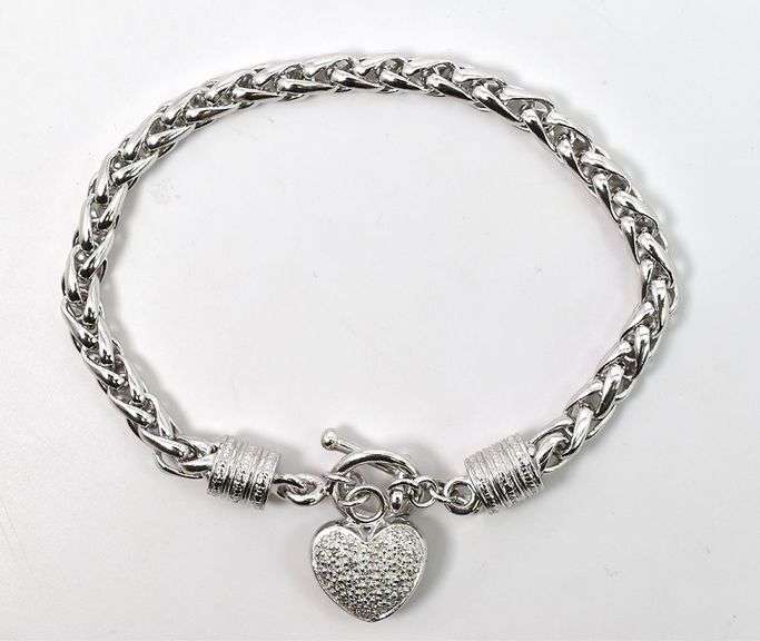 CZ Heart Bracelet in Sterling Silver