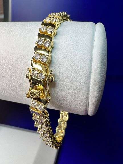 Sparkling 14 Kt Gold Plated Tennis Bracelet
