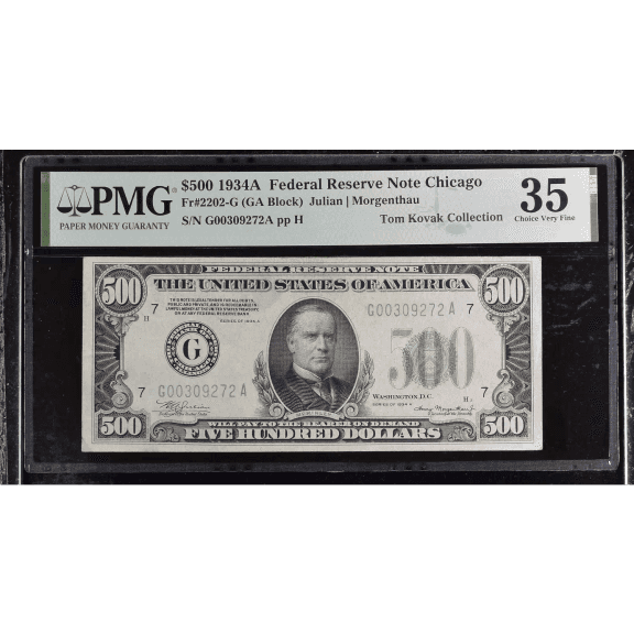 $500 1934-A FRN Fr. 2202-G FIVE HUNDRED Chicago GREAT VALUE PMG Ch Very Fine 35