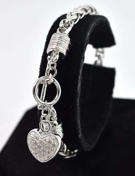 CZ Heart Bracelet in Sterling Silver
