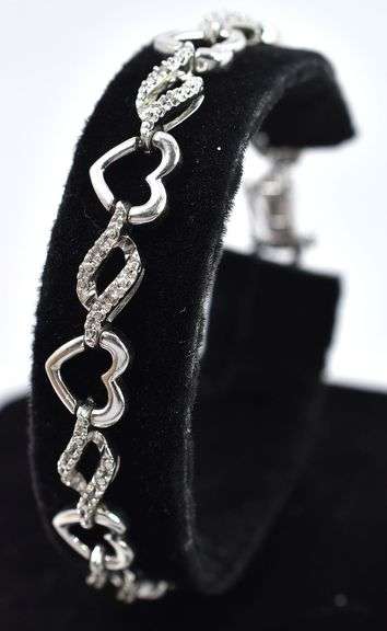 Diamond Gemstone Fancy Link Bracelet in Sterling Silver